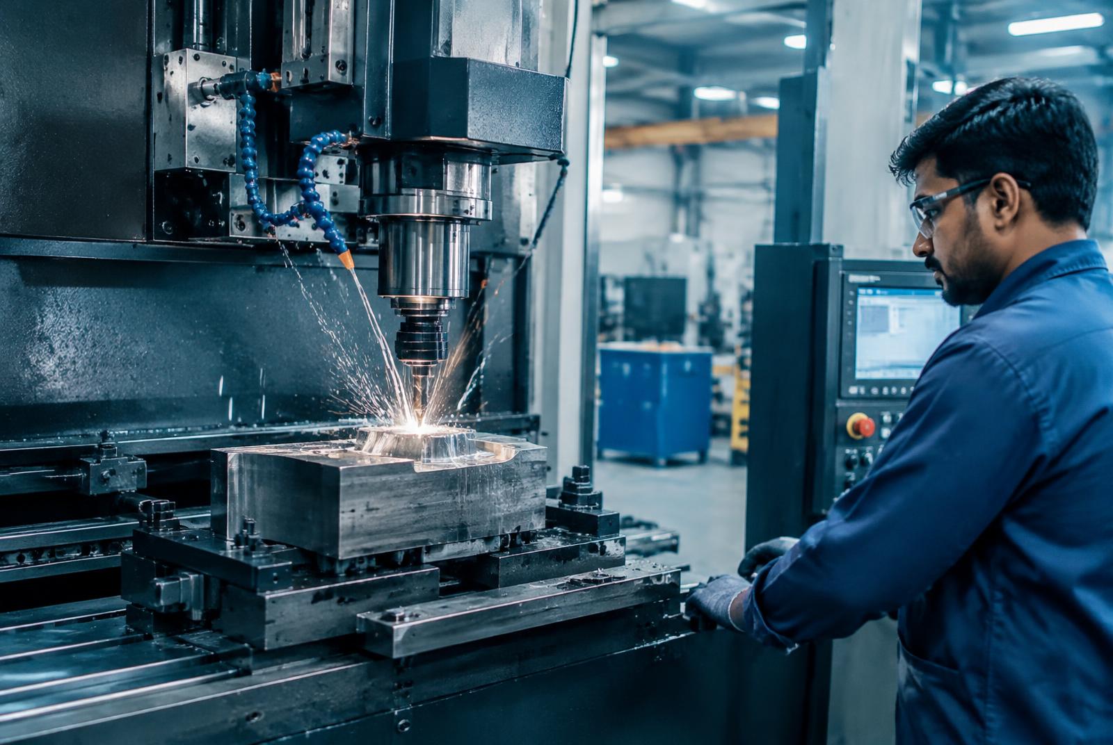 CNC machining in a factory